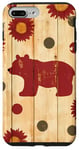 Coque pour iPhone 7 Plus/8 Plus Mama Bear Tournesol en bois rustique Motif à pois Rouge