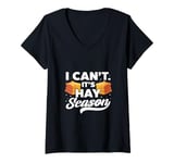 Womens I Can't It's Hay Season Hay Baling Straw Bale Farming V-Neck T-Shirt