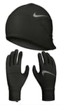 Nike Womens Hat And Glove Set - Winter - Running - Fitness - Black/Silver