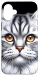 Coque pour iPhone 16 Plus Chat tigré argenté x Chat mignon x Chat gris