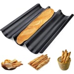 Moule à pain Baguette à la Française, 3 Poêles à Baguette Antiadhésives, Accessoires de Cuisson pour Baguettes à Pain Sandwiches