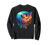 Dripping Paint Art Vinyl Disc Record Player Music Sweatshirt