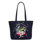 Vera Bradley Women's Small Vera Tote Bag Handbag, Santa Turtle-Recycled Cotton, One Size