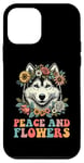 Coque pour iPhone 12 mini Husky Dog Peace And Flowers Couronne florale