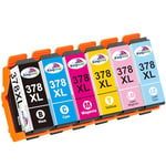 KINGWAY 378XL Ink Cartridges Remanufactured for Epson 378XL Ink Cartridges Multipack for Epson Expression Photo XP-8000 XP-8005 XP-8500 XP-8505 XP-8600 XP-8605 XP-8700 Printer, 6 Pack