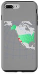 Coque pour iPhone 7 Plus/8 Plus Carte des États-Unis et de l'Amérique du Nord. Rouge surligné Californie