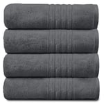 GC GAVENO CAVAILIA Ultra Soft Bath Towels - Egyptian Cotton Bathroom Towel Set - 4 Piece Washable Towels For Spa, Saloon, Charcoal