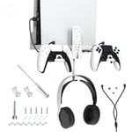 Étagère De Montage Mural Pour Ps5, Kit De Support De Support Ps5, Support De Casque, Câble De Chargeur De Contrôleur, Support À Distance Medie Sur Le Mur, Métal