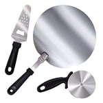 alpina Pizza Set - 3 Piece Shovel/Cutter/Shovel with Bottle Opener - Stainless Steel