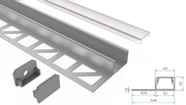 Profil aluminium pour carreaux 2 m anodisé pour bandes LED / Strips LED