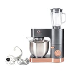 Gourmet professional kitchen machine, GPKM01, Stand Mixer, 1200w, 5.5L Stainless Bowl, 1.5L Blender Jug attachment, 8 speeds, Multi-function, Whisk, Dough Hook, Beater, Skid Resistant, Grey, Rose Gold