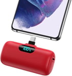 Batterie Externe Usb C 5000mah,15w 3.0a Charge Rapide Chargeur Portable Mini Power Bank Avec Écran Lcd Compatible Avec Samsung S23,S22/Note/Huawei/Moto/Lg/Pixel/Nexus,Usb C Phones Etc-Rouge