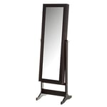 LOLAhome Miroir à bijoux noir en bois et verre de 150 x 38 x 44 cm