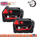 2X 8.0Ah 18V High Capacity Li-ion M18 Battery For Milwaukee M18 B9 48-11-1890 UK