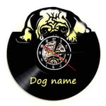 YDHNB Dogs Vinyl Wall Clock Puppy Vintage Record Wall Clock with LED 7 Color Night Lamp - Unique Wall Art Design Home Decor for Living Room Bedroom - Quartz Non Ticking Mechanism,With Light