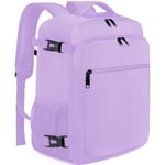 EZUOLA Sac a Dos Cabine Avion 40x20x25 pour Ryanair 20L Bagage Cabine pour Femme Sous Siège Petit Sac de Voyase Sac à Dos Ordinateur Portable 14 Pouces avec USB Charging Port, Violet Clair