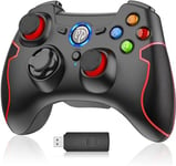 Manette sans Fil pour PC PS3, Manette PC, Manette PS3, Gamepad Joystick PC PS3, 2.4G Wireless. Manettes de jeu. Noir Rouge