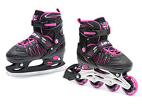 SMJ sport ABEC7 Lea 2-in-1 Adjustable Girls' Ice Skates (12-1)