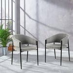 Set of 2 Indus Valley Herbie Curved Back Boucle Dining Chairs