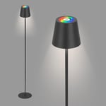 BRILONER - Lampadaire LED RGBW sans fil avec touche, intensité variable, batterie et source interchangeables, lampadaire à batterie, lampe de lecture, lampe de salon, plafonnier, 133 cm, noir