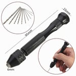 Aluminum Mini Micro Hand Drill Keyless Chuck + 10pcs Twist One Size