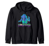 Ghostbusters Ghost Slimer Colorful Neon Big Chest Logo Zip Hoodie