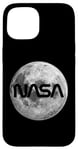 iPhone 15 Retro NASA Worm Logo Full Moon Space Graphic Apollo Artemis Case