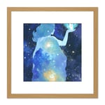 Mother Nature Celestial Figure Space Spiritual Night Stars Square Wooden Framed Wall Art Print Picture 8X8 Inch