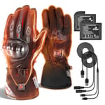 BORLENI Gants Chauffants Moto Hiver Homme 3000 mAh Batterie Rechargeable Gant Moto Homologué Imperméables Chauds à Écran Tactile Gants Chauffants Électriques pour Cyclisme Ski Randonnée Noir XXL