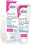 Veet Pure Hair Removal Cream Bikini & Underarm Sensitive Skin 100ml each Body Cu