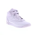 Reebok Freestyle Hi Womens Purple Leather Lace Up Lifestyle Trainers Shoes