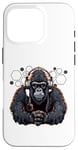 Coque pour iPhone 16 Pro DJ rave à capuche gorille avec casque gamer professionnel