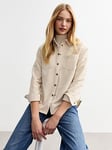 New Look Button Up Corduroy Shirt - Cream, White, Size 12, Women