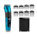 BaByliss Japanese Steel Digital Hair Clipper, Lithium Cordless/Corded, 45 Cutting lengths, LED screen, blue