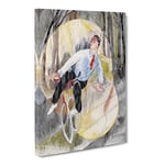 The Bicycle Rider By Charles Demuth Classic Painting Canvas Wall Art Print Ready to Hang, Framed Picture for Living Room Bedroom Home Office Décor, 20x14 Inch (50x35 cm)