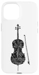 Coque pour iPhone 15 Cello et Archet (Noir Ancien) Violoncello