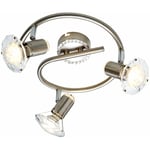 Plafonnier led lampe de salon spots orientables cristaux, design diamant, 3x 5W 340lm 3000K, DxH 25x 4,5 cm