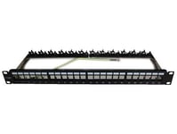 Patchpanel 19" 1He, 24 Porte For Csslr Plus Utp / Ftp Tool-Less Keystone Konnektor, Easy-Clip, Farve: Sort Incl. 4Mm² Jordledning