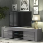 TV Unit 130cm Sideboard Cabinet | Cupboard TV Stand | Dark Grey High Gloss Doors