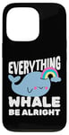 Coque pour iPhone 13 Pro Rainbow Kawaii Everything Whale Be Alright Positive Attitude