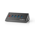 Nedis USB Hub, 5x USB-A, med ekstern strømforsyning - Svart