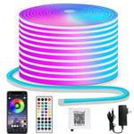 RGB neon LED-ljusslinga, flexibel LED-neonlampa för inomhus och utomhus, stöd för app/fjärrkontroll, flera lägen, IP65 vattentålig