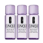 3 x Clinique Take the day off makeup remover for lids, lashes and lips 50ml