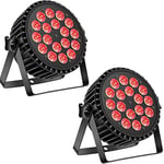 DELIBANG 2Pcs 18 LED Par DMX RGBW Lampe de Scène Lumiere DJ Effet avec Stroboscope/Voix/ DMX512 Contrôler Modes,8 Canaux jeux de lumiere pour DJ Disco Mariage Club