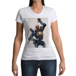 T-Shirt Femme Col V Apex Legends Pathfinder Battle Royale Jeux Video Robot