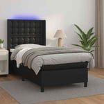 Sommier � lattes de lit matelas LED Noir 90x190 cm Similicuir