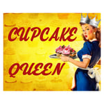 Metal Wall Sign Plaque Vintage Retro Poster Indoor Mounted Outdoor Cupcake Queen