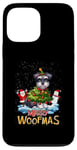 Coque pour iPhone 13 Pro Max Schnauzer miniature Merry Christmas Tree Lights Dog X-Mas