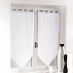 1001kdo - Paire Voilage pompons 60 x 160 cm Voiline blanc