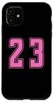 Coque pour iPhone 11 Rose Numéro 23 Équipe Junior Sports Uniforme Numéroté